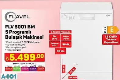 FLAVEL 5 PROGRAMLI BULAŞIK MAKİNESİ